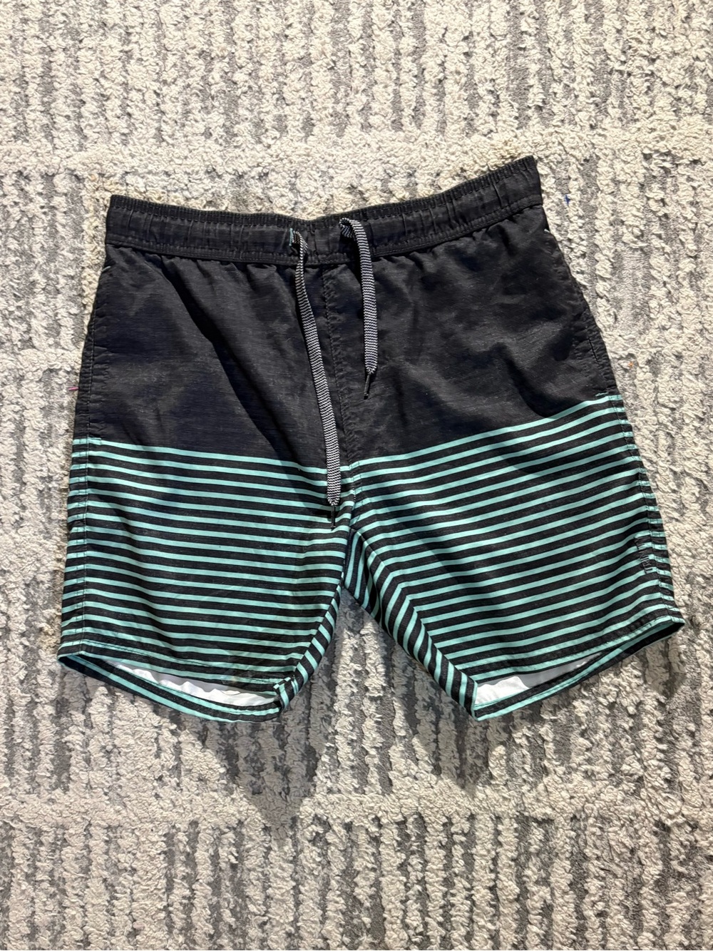 Trinity collective gray teal striped swim shorts trunks size M